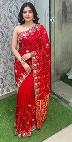 Super Soft Golden Cherod silk Fabric Sarees