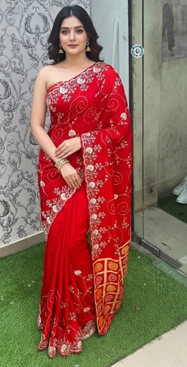 Super Soft Golden Cherod silk Fabric Sarees