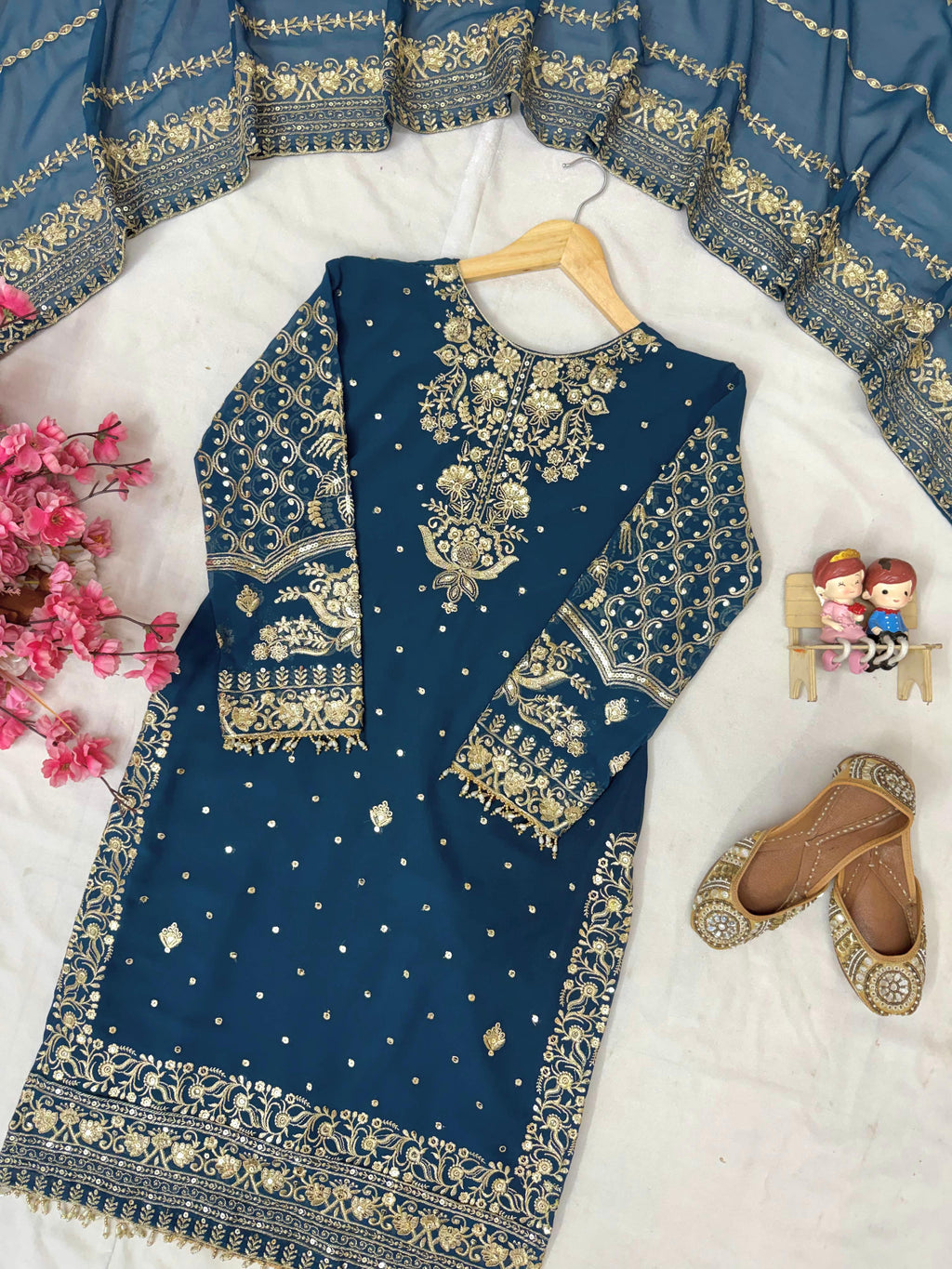 Georgette kurti & sharara set & dupatta