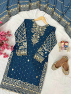 Georgette kurti & sharara set & dupatta