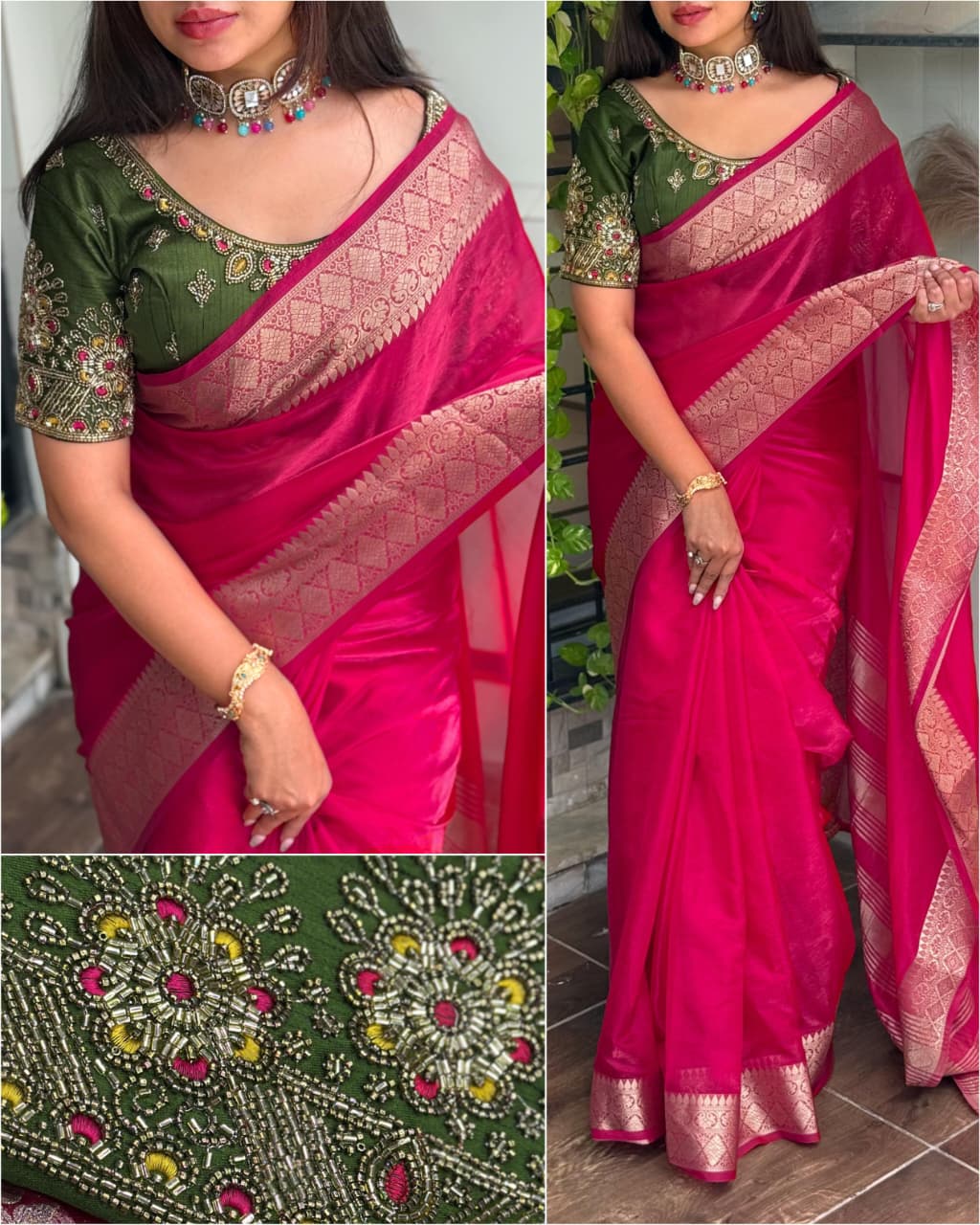 Princess Fandy Satin Work Blouse Saree