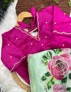 Georgette Green Saree