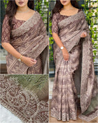 TUSSER SILK DIGITAL PRINT SAREE