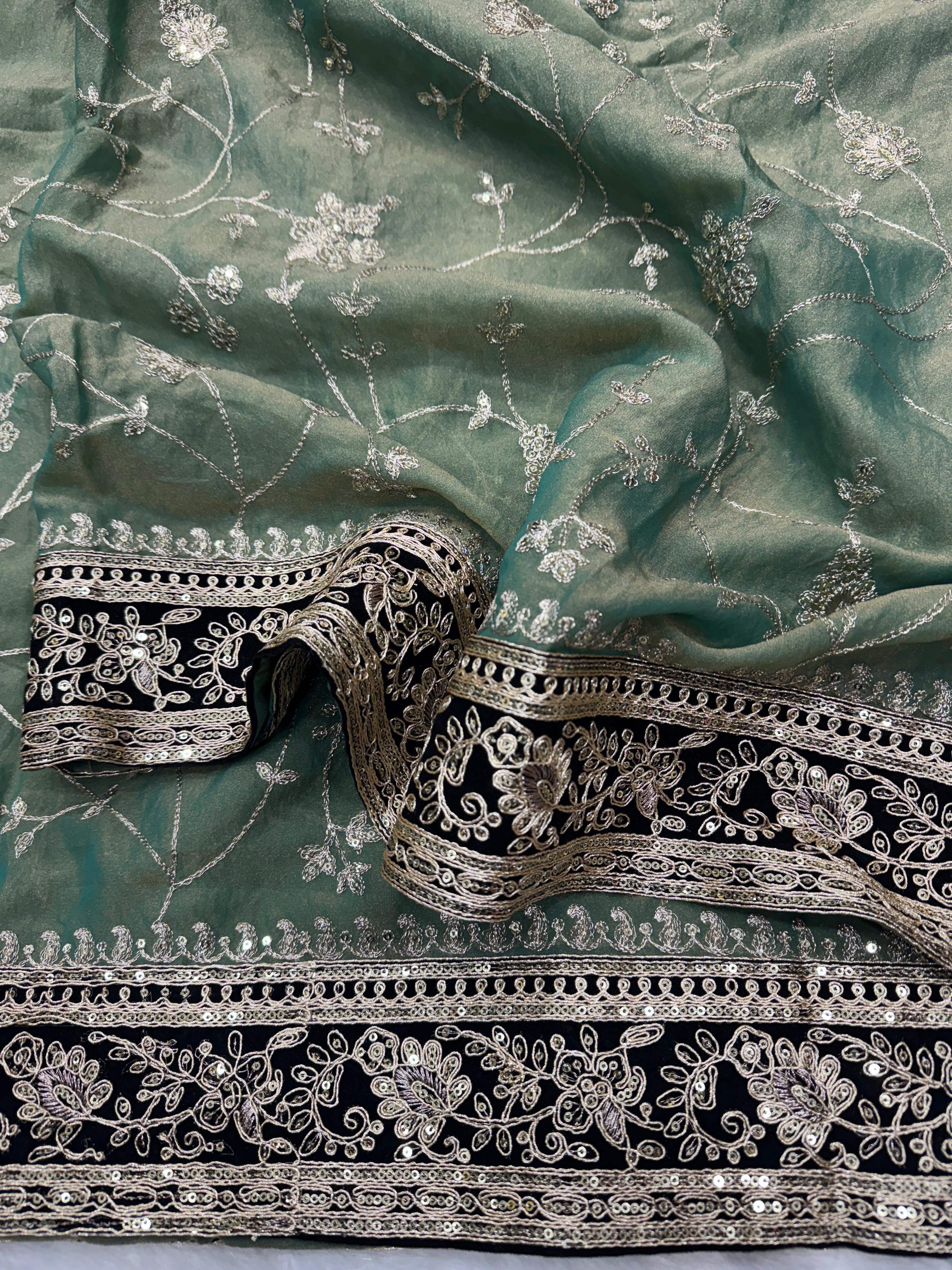 Wedding Special Mosa Silk  Embroidery Saree