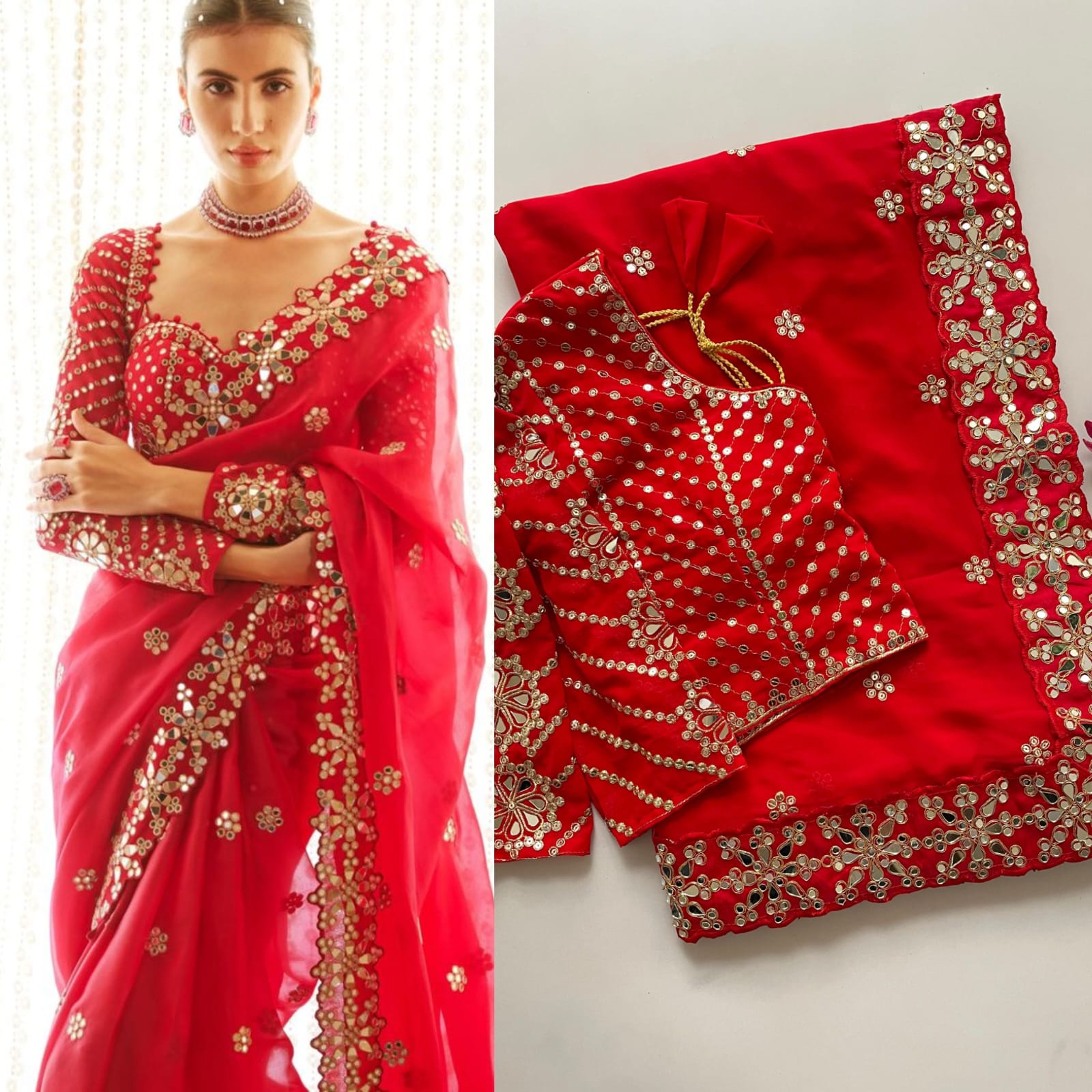 Bollywood BlockBuster Orignal Mirror Design Wedding Saree