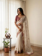 Soft Crunchy Beautiful Aplic work Saree
