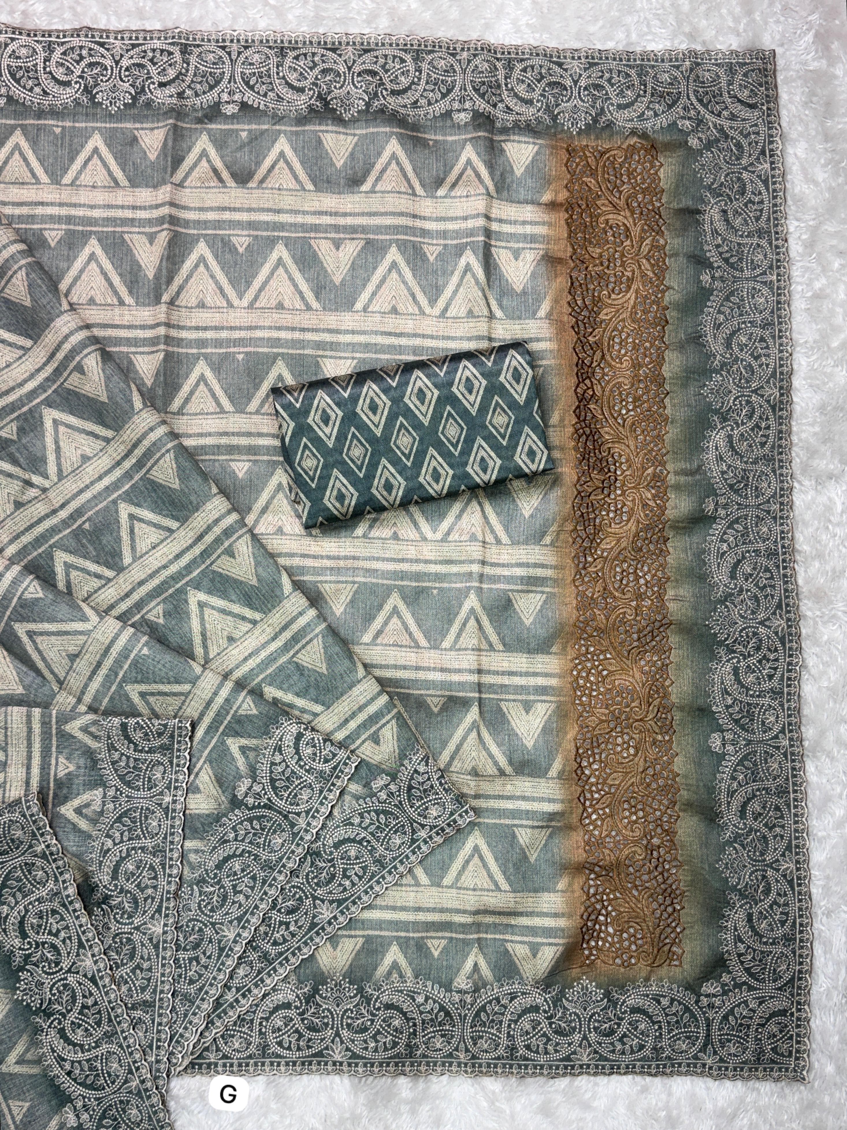 TUSSER SILK DIGITAL PRINT SAREE