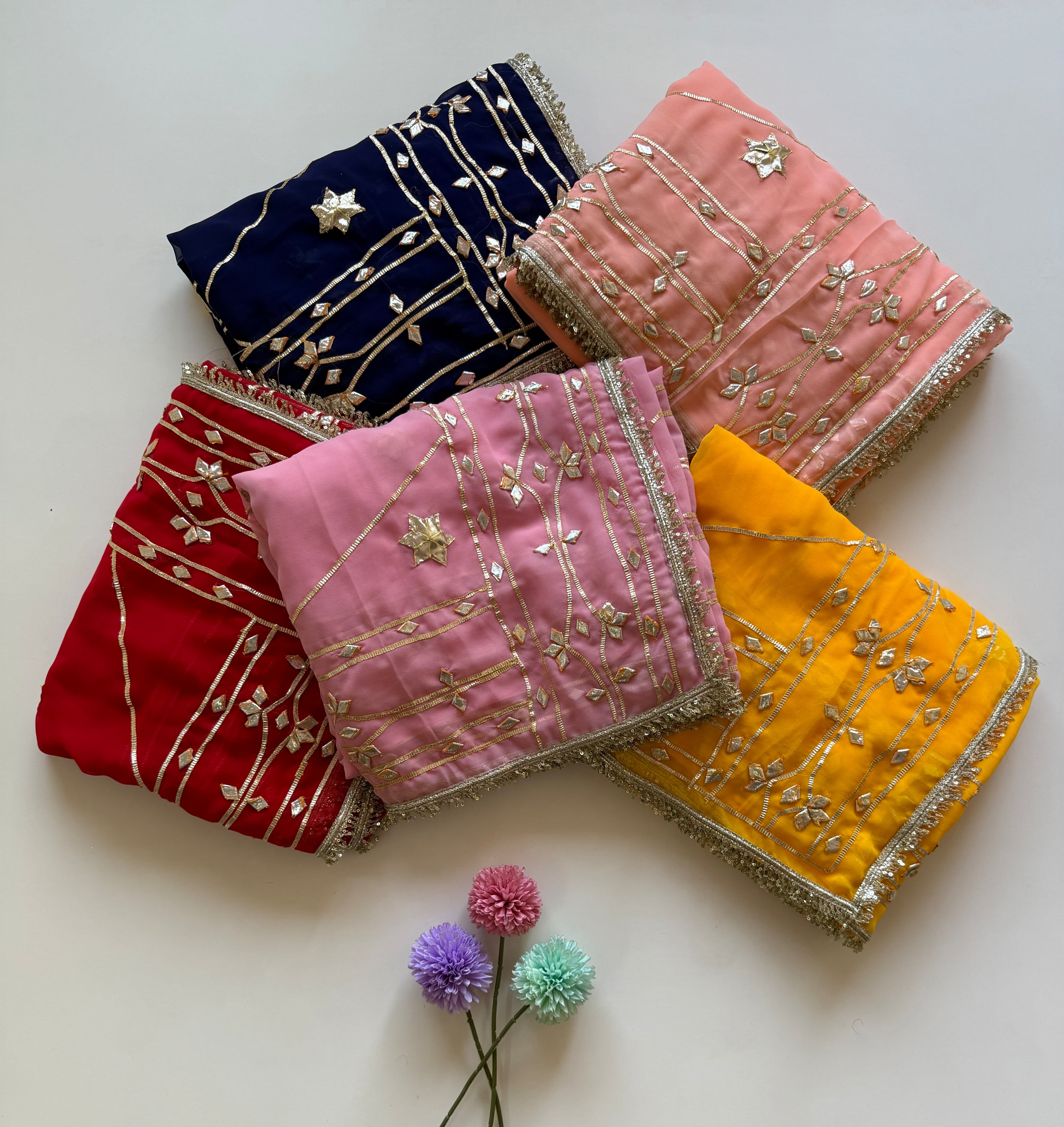Original Hand Kachhi Gotta Work Heavy Wedding Sarees
