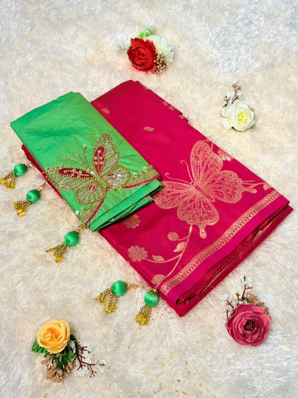 Premium Pure Soft Silk Paithani Butterfly Desgin Saree