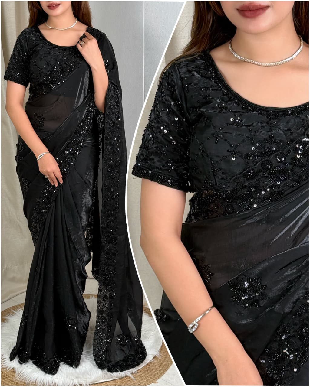 Bollywood Nafiza Fandy Satin Saree