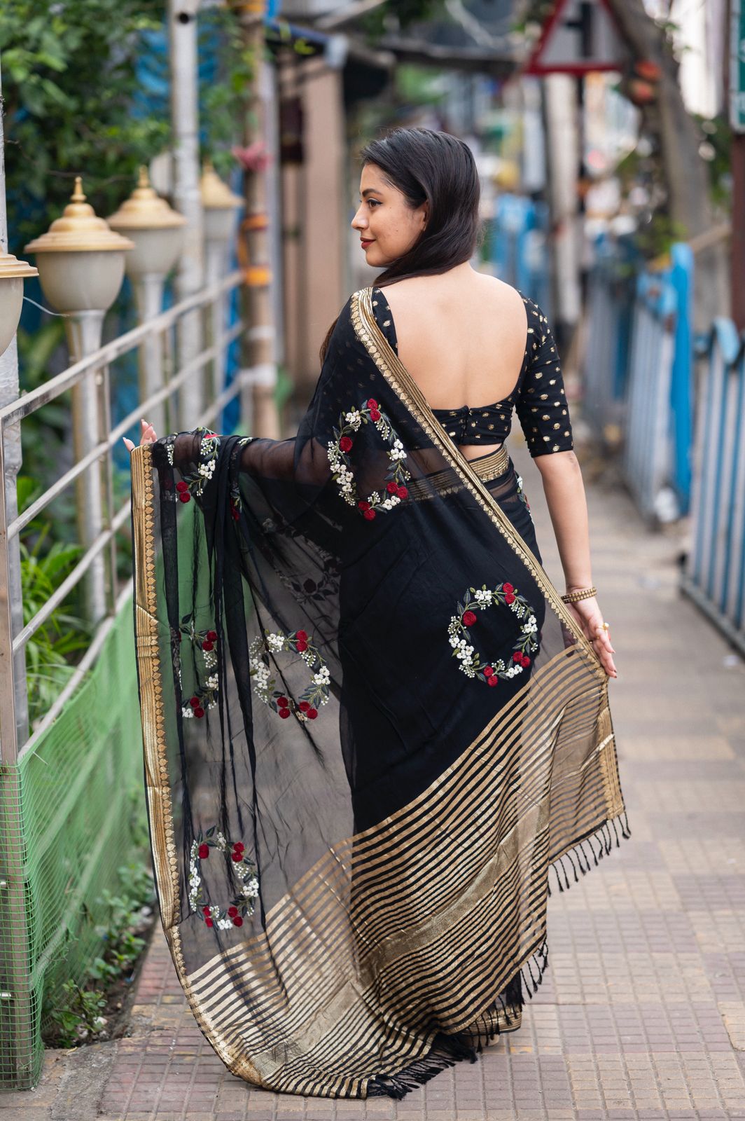Pure Georgette Embroidery Saree