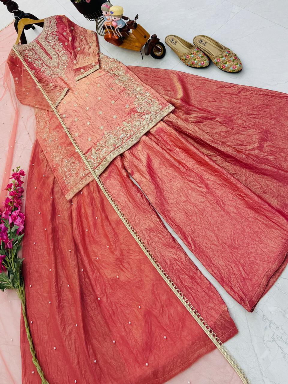 New Designer Party Top Pallazo & Dupatta