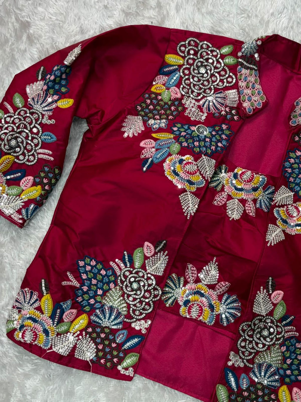 Partywear Beauty Embroidery Work Saree With Stich koti