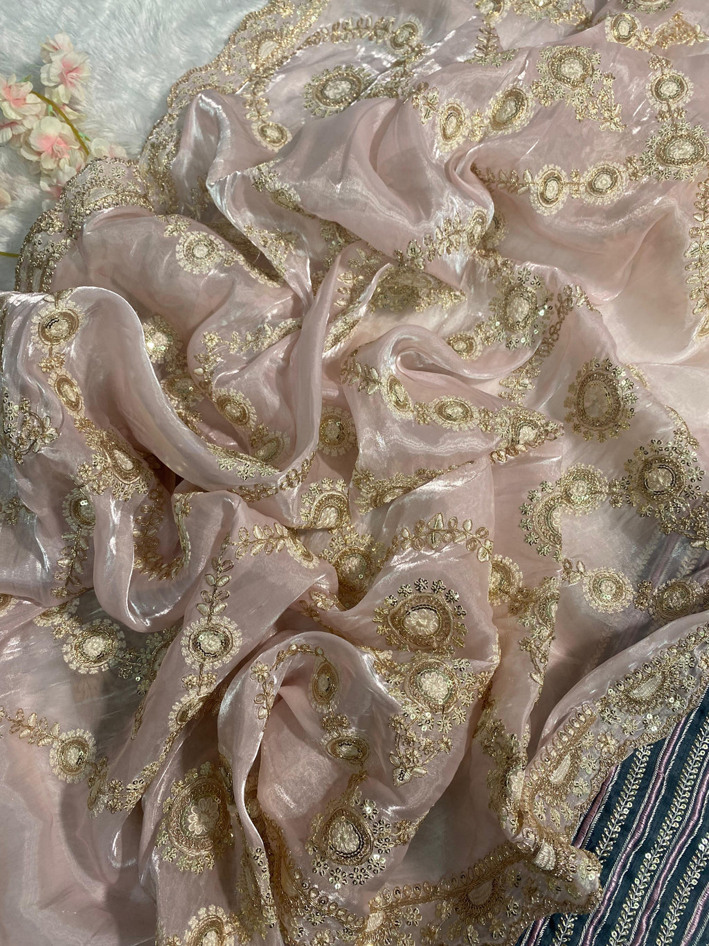 SOFT SATIN ORGANZA SAREE