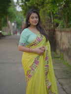 Pure Georgette Saree With Zari Woven Chex.
