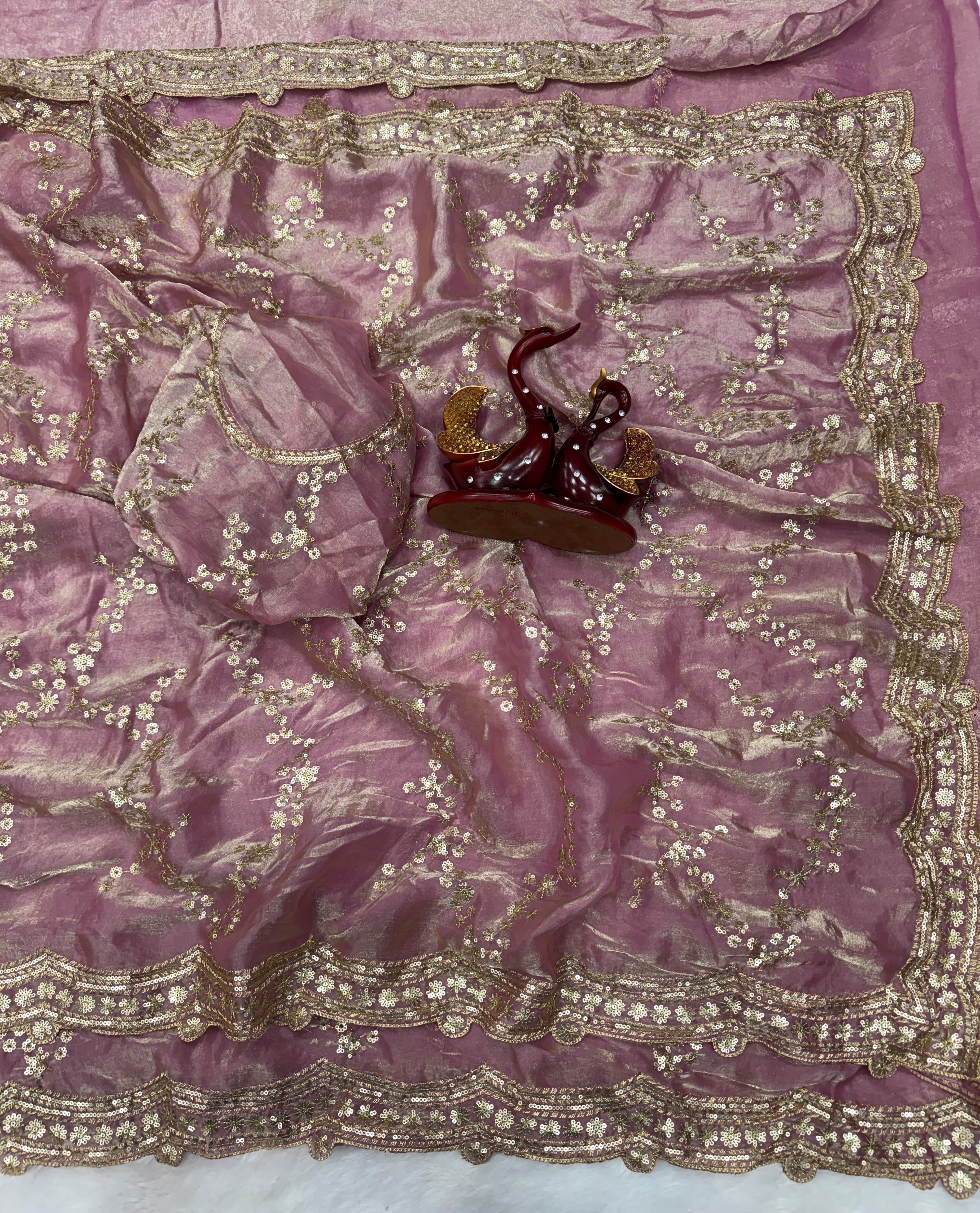 Beautiful Sequence Embroidery Work Saree