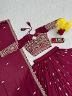 Heavy Embroidery Thread & Sequence Work Lahenga