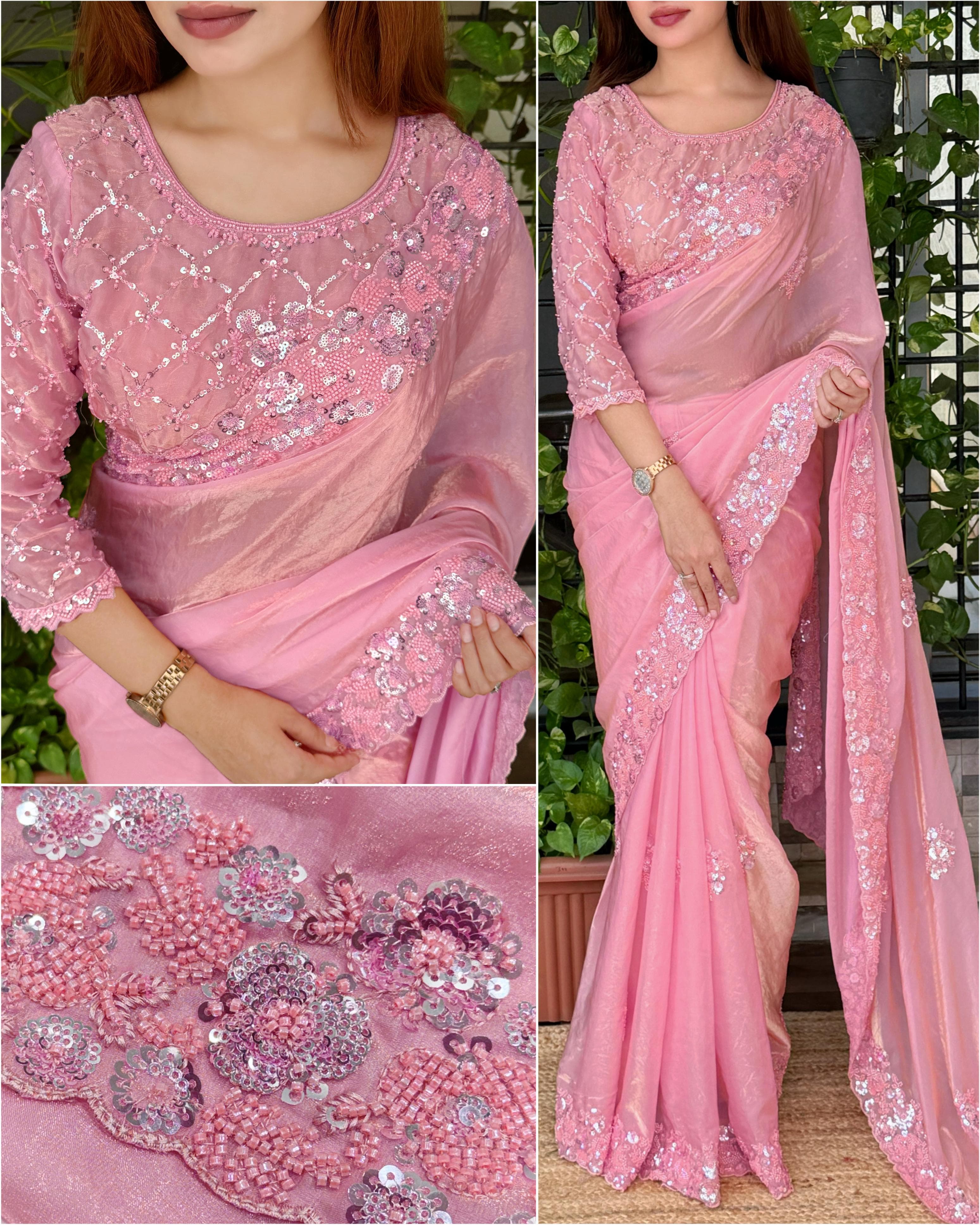 Barbie Doll Fandy Pink Saree