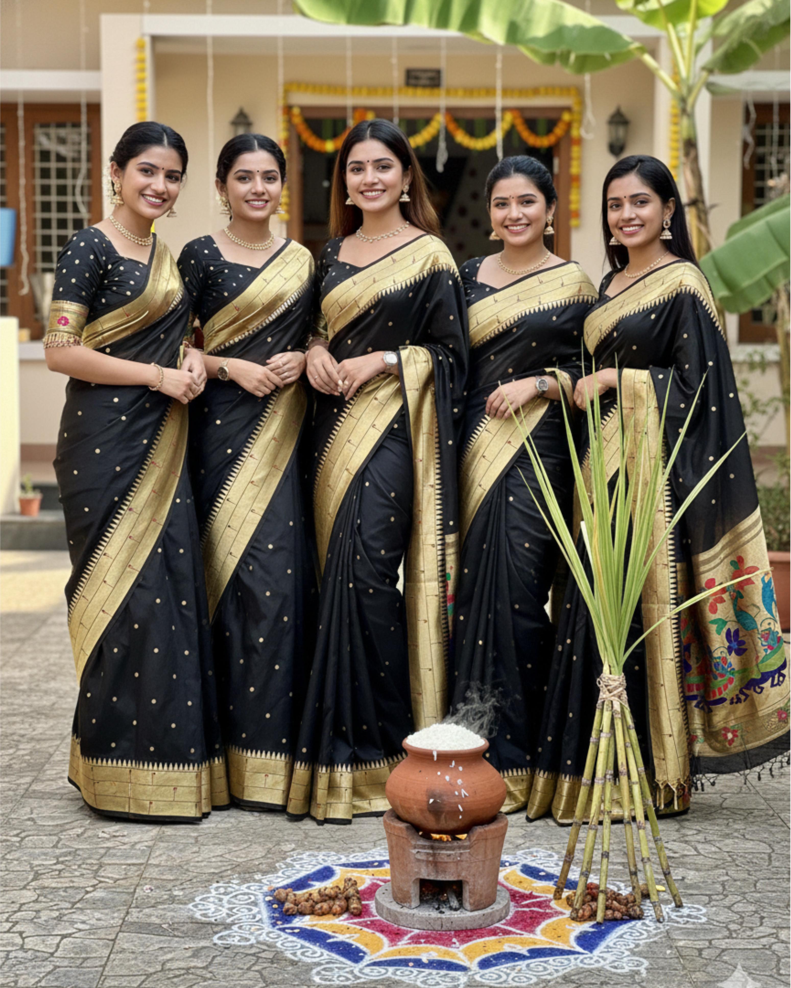 Silk jacquard Black Saree