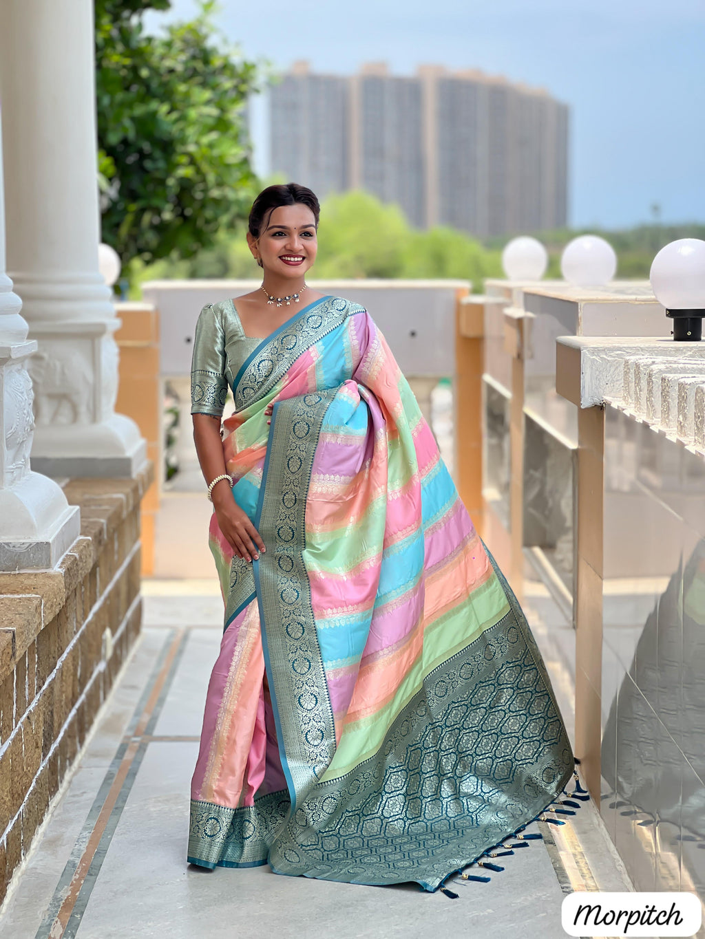 Soft Banarasi Multi Color Saree