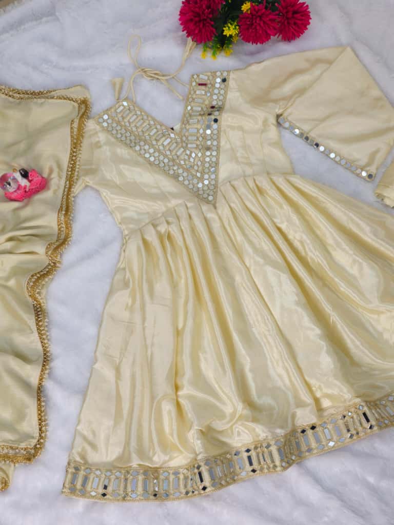 KEDIYA Style Real Mirror Work Kurti Plazzo Set