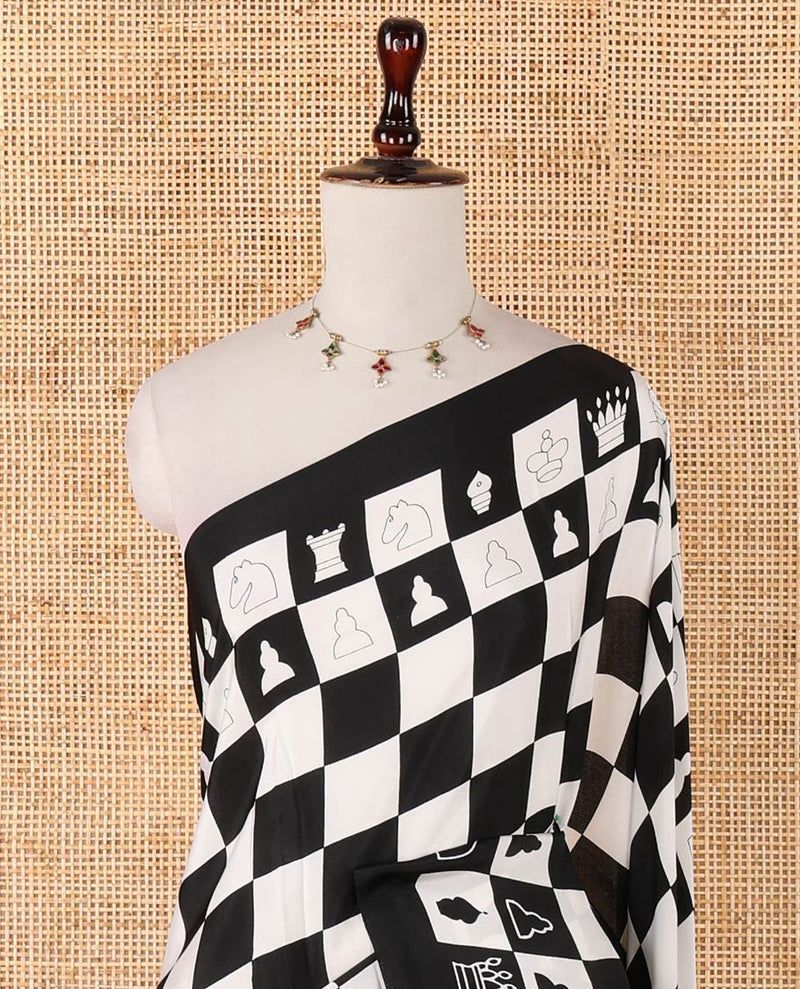 Pure Crape Satin with Ajrak printed Sarees