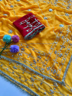 Original Hand Kachhi Gotta Work Heavy Wedding Sarees