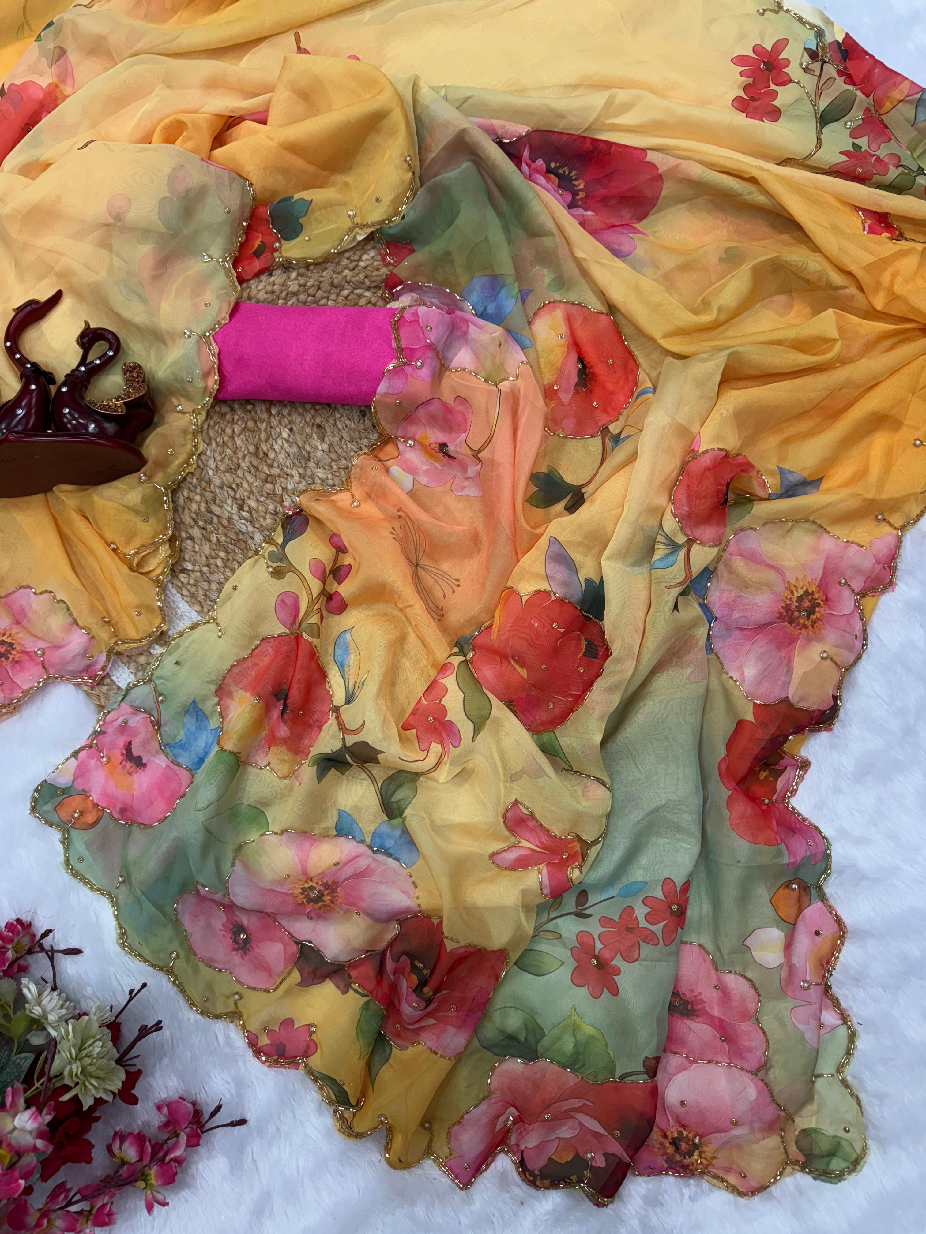 FLORAL HANDIWORK SAREE