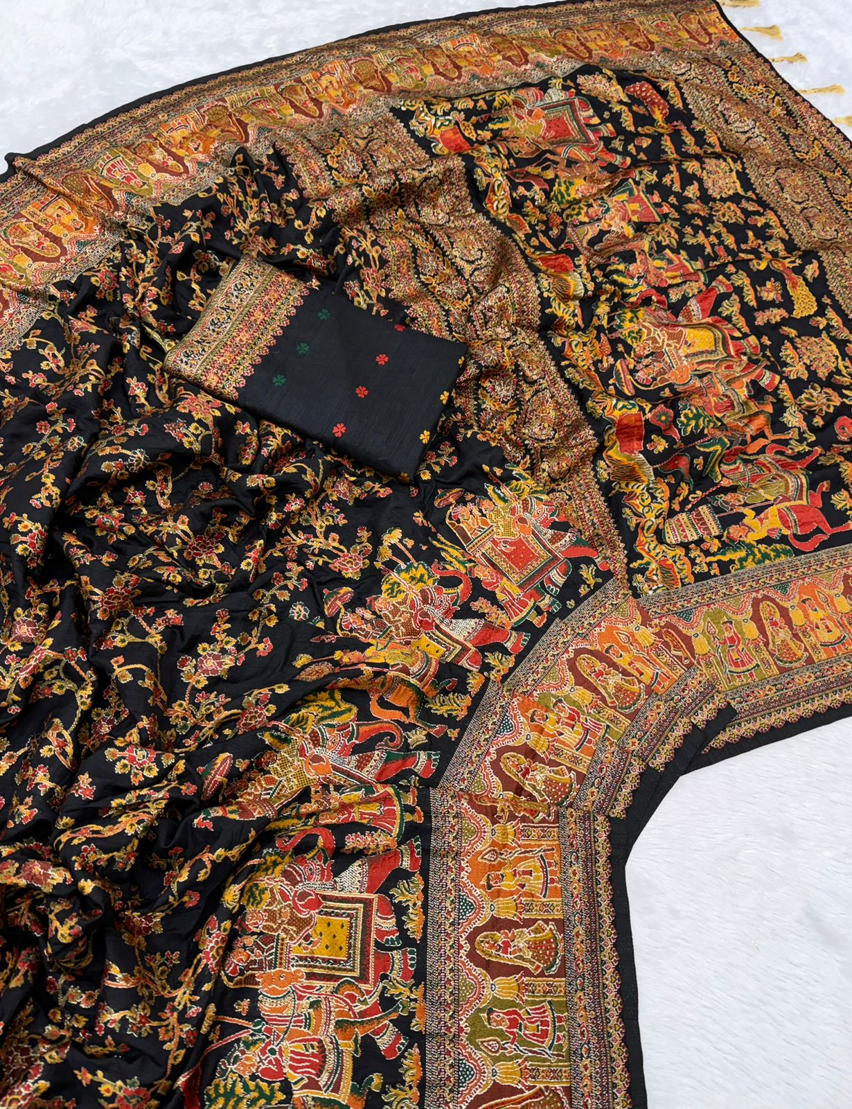 Pure n Soft Rajwadi Pashmina Silk Weaving Saree