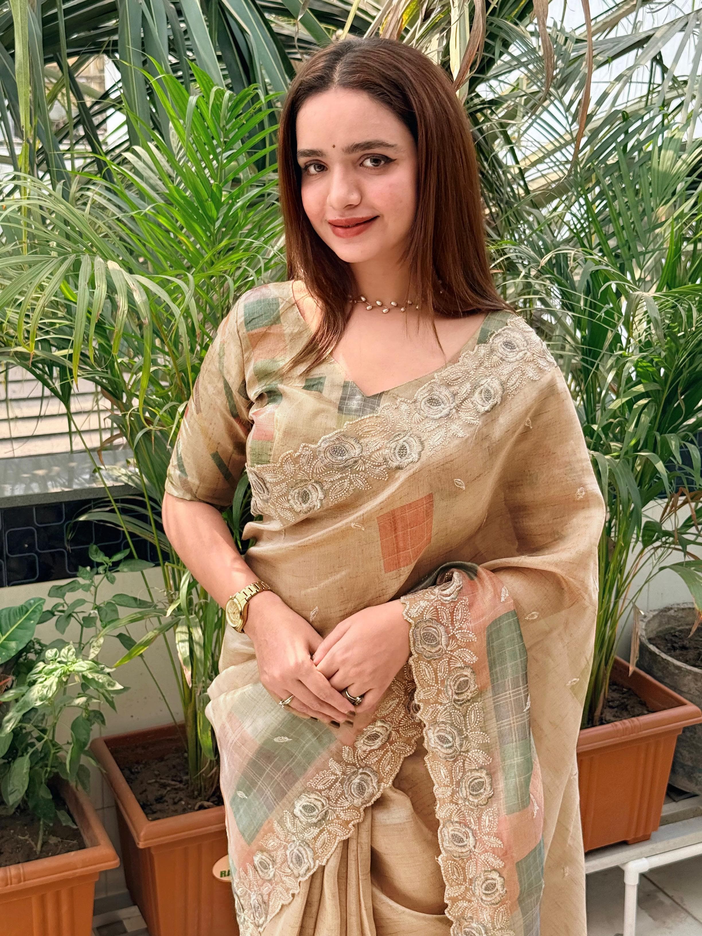 MariGold Glass Organza Saree