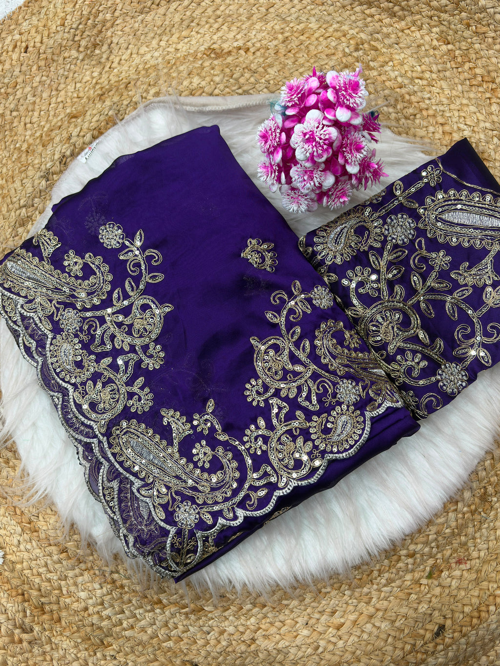 Pure Rangoli Silk Purple Saree
