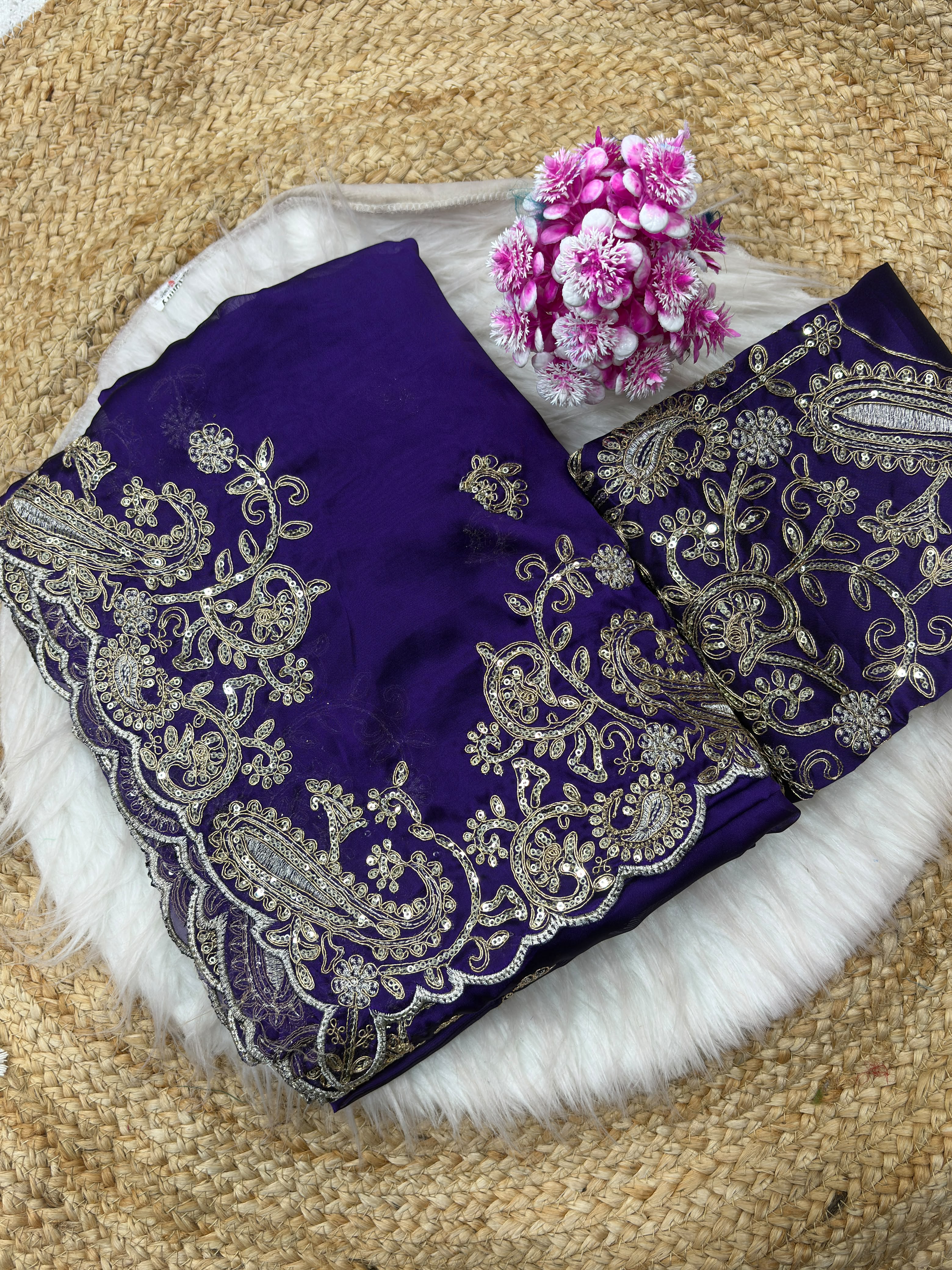 Pure Rangoli Silk Purple Saree