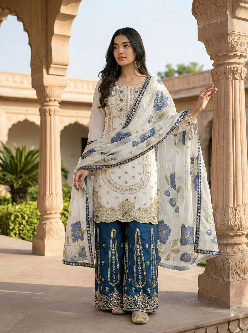 Sequence Top-Bottom And Dupatta Set