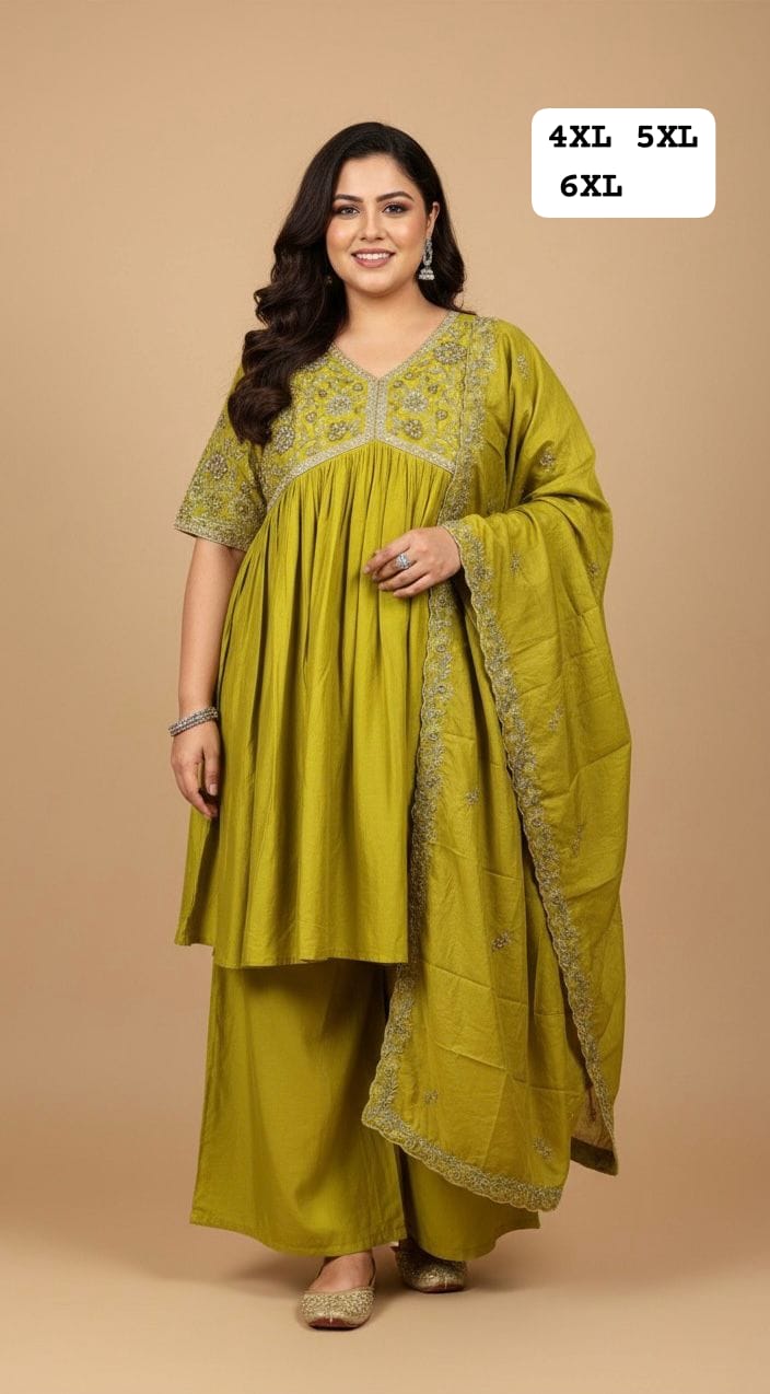 Heavy quality Maslin Silk Aliya Cut Kurti Plazzo
