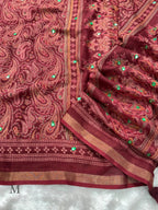 Ajrakh Print Mirror Work Saree