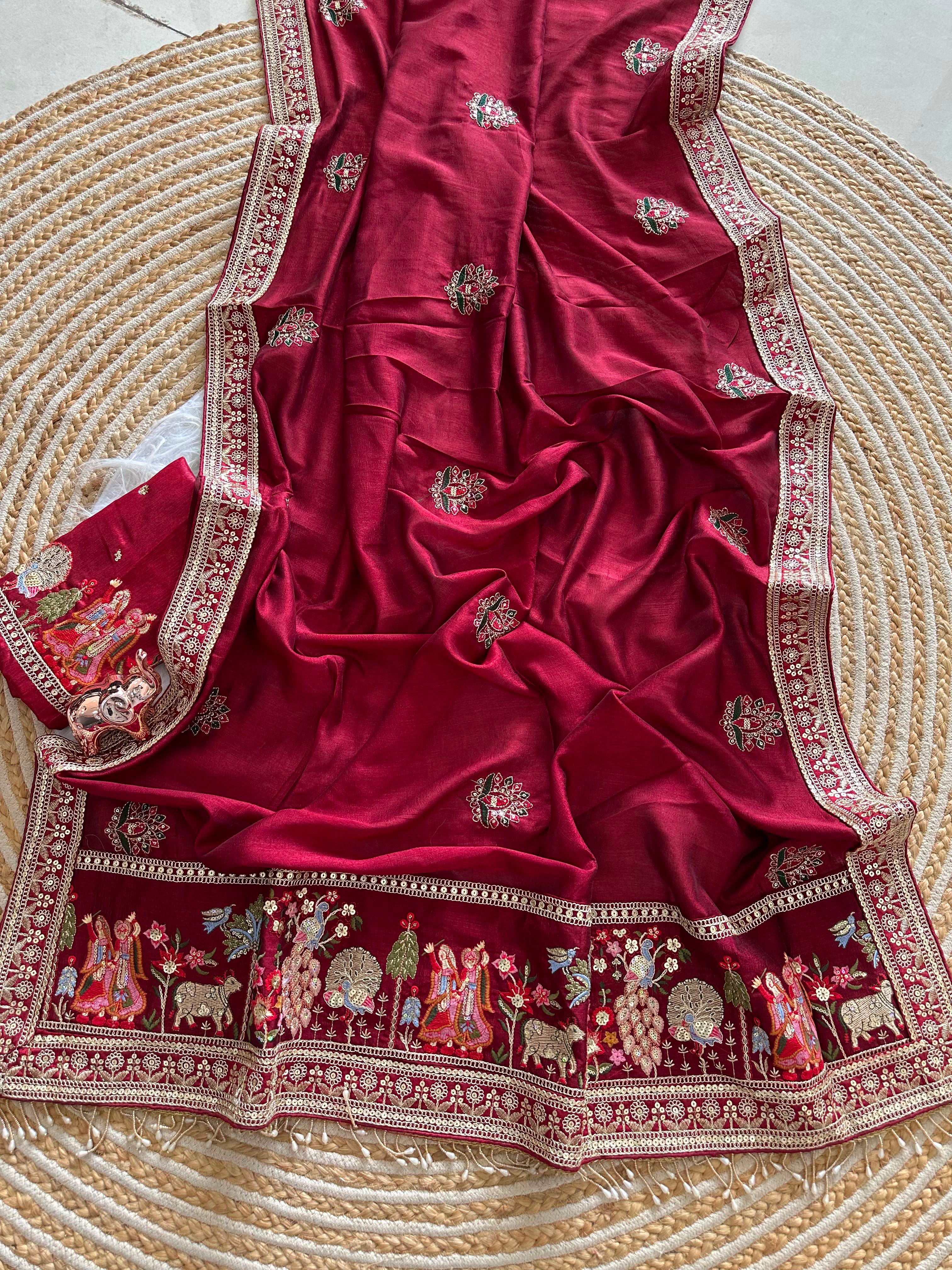 Very Soft nd Elegant Rich look vichitra silk saree