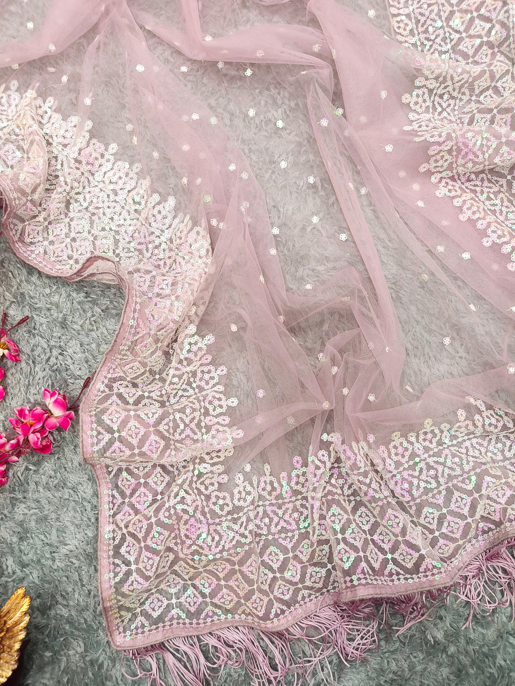 Soft Net Wedding Pink Saree