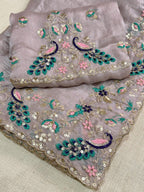 Gangaur Peacock Fandy Chiffon Saree