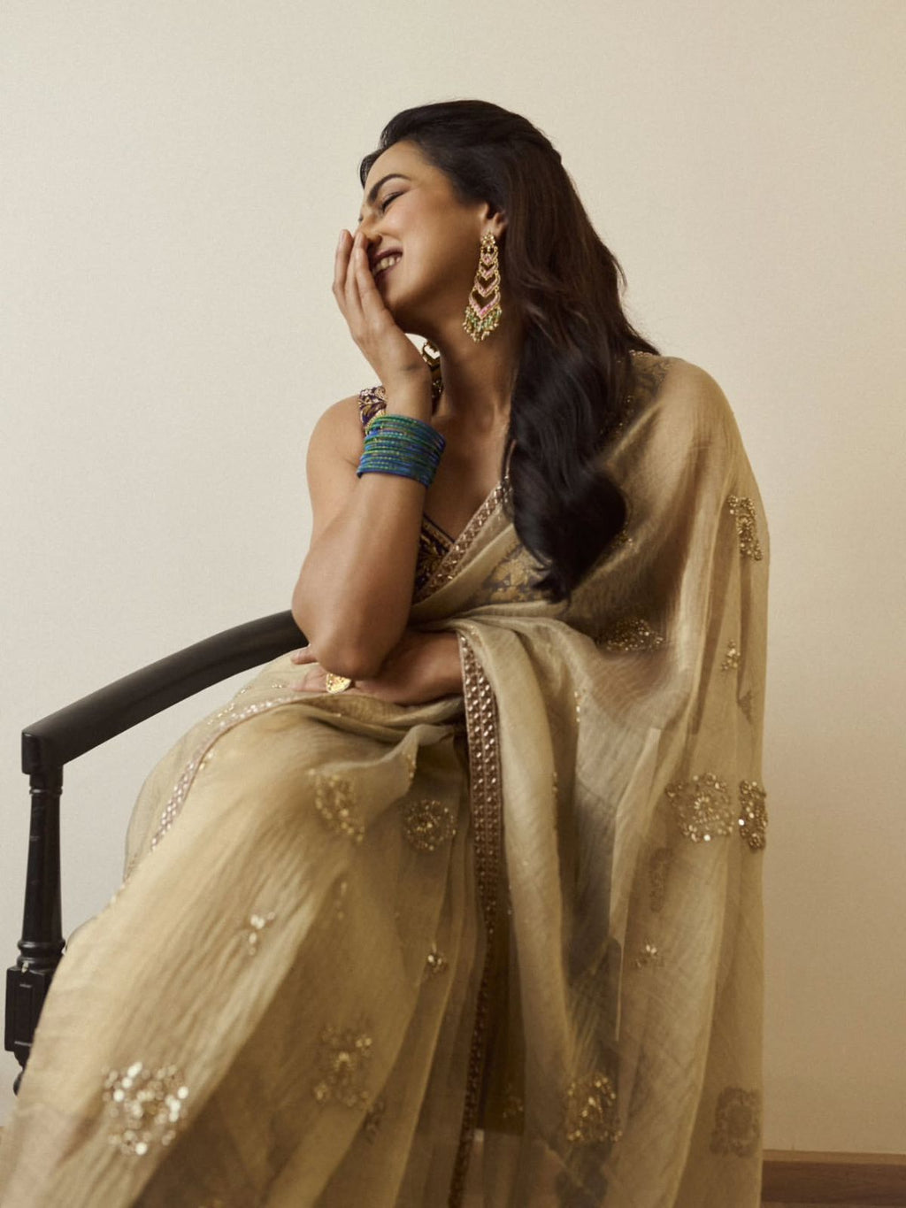 Soft Crunchy Silk Gold Wedding Saree