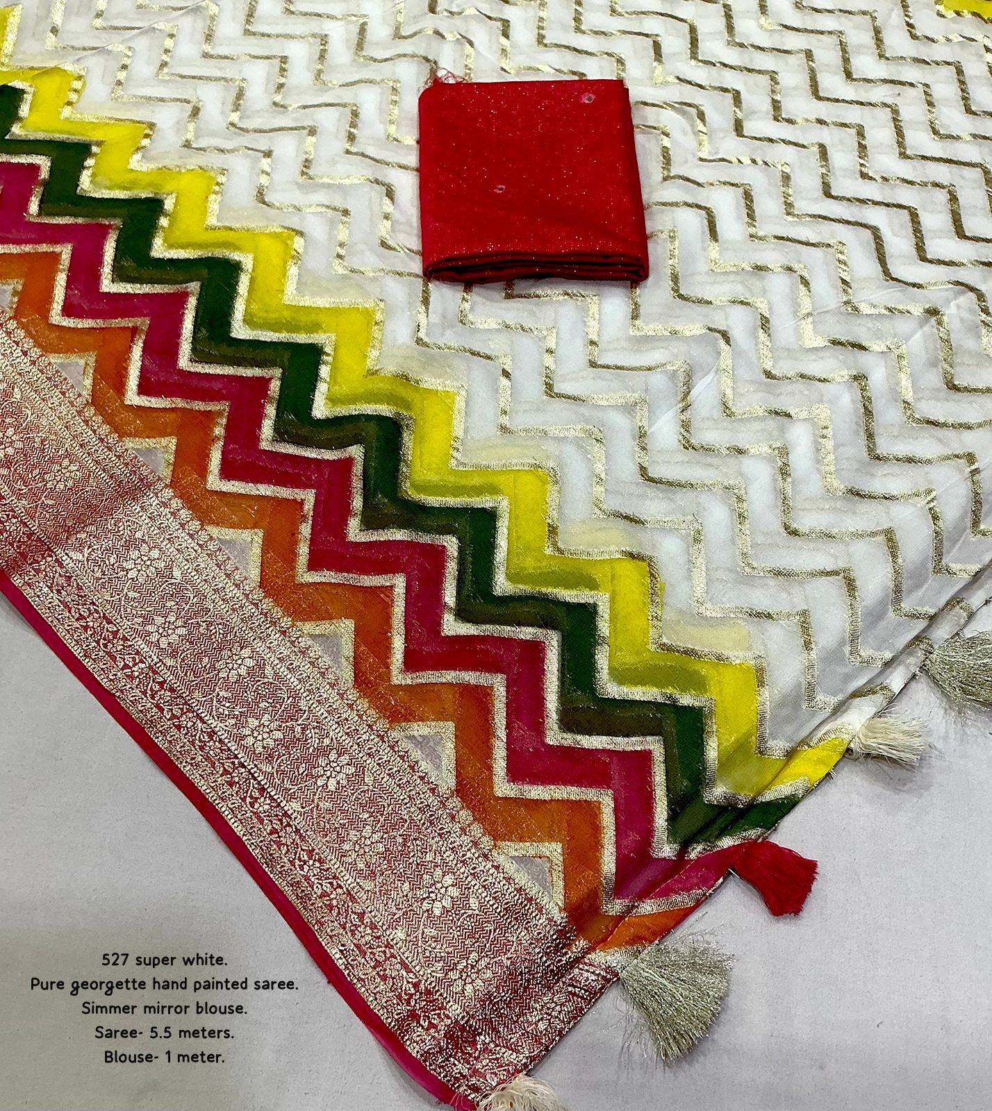 New Premium Hand Painted Pure Georgette Saree