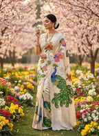 Handwork Elegance & Digital Print Saree