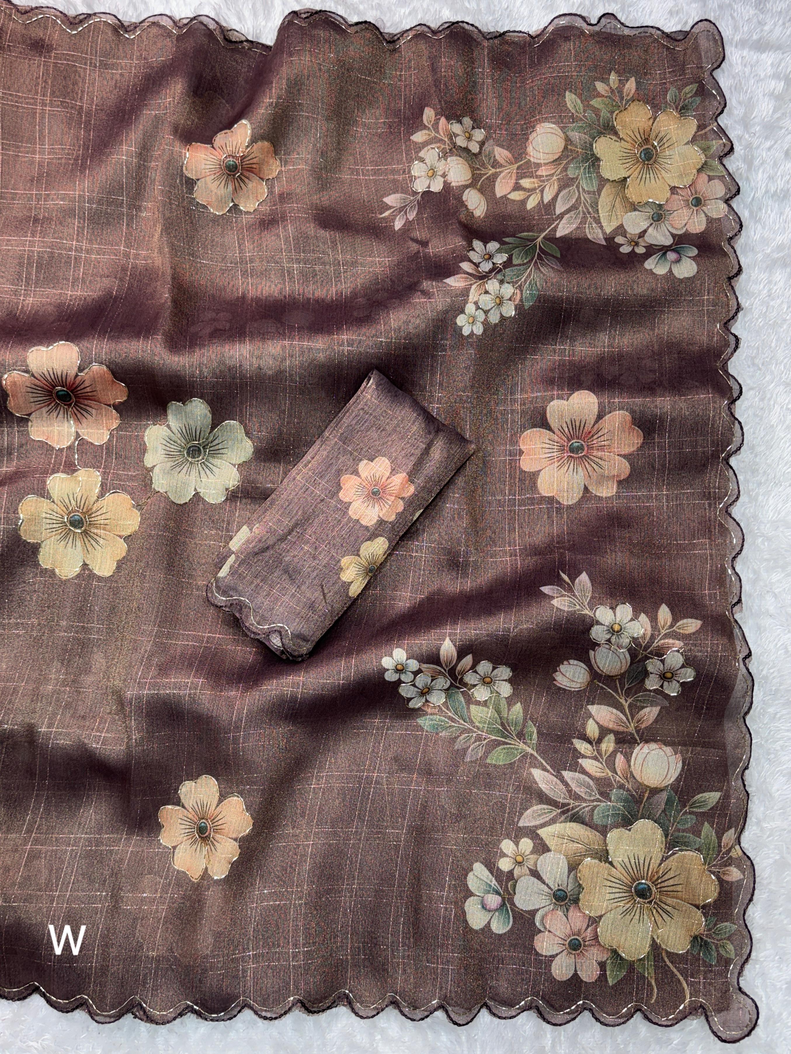 TISSUE COTTON DIGITAL PRINT SAREE