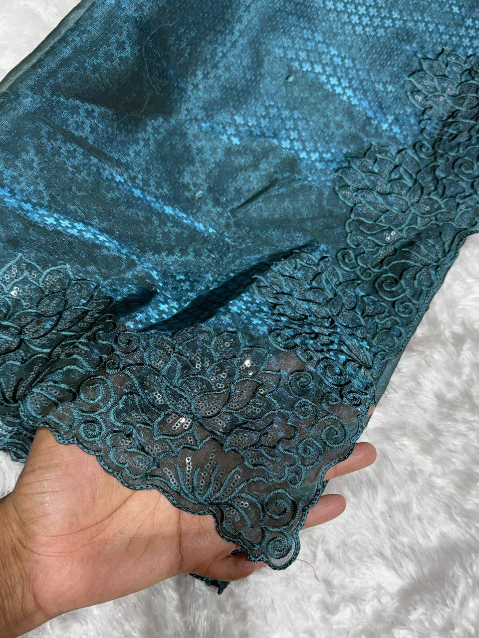GLASS SATIN SEQUENCE SAREE
