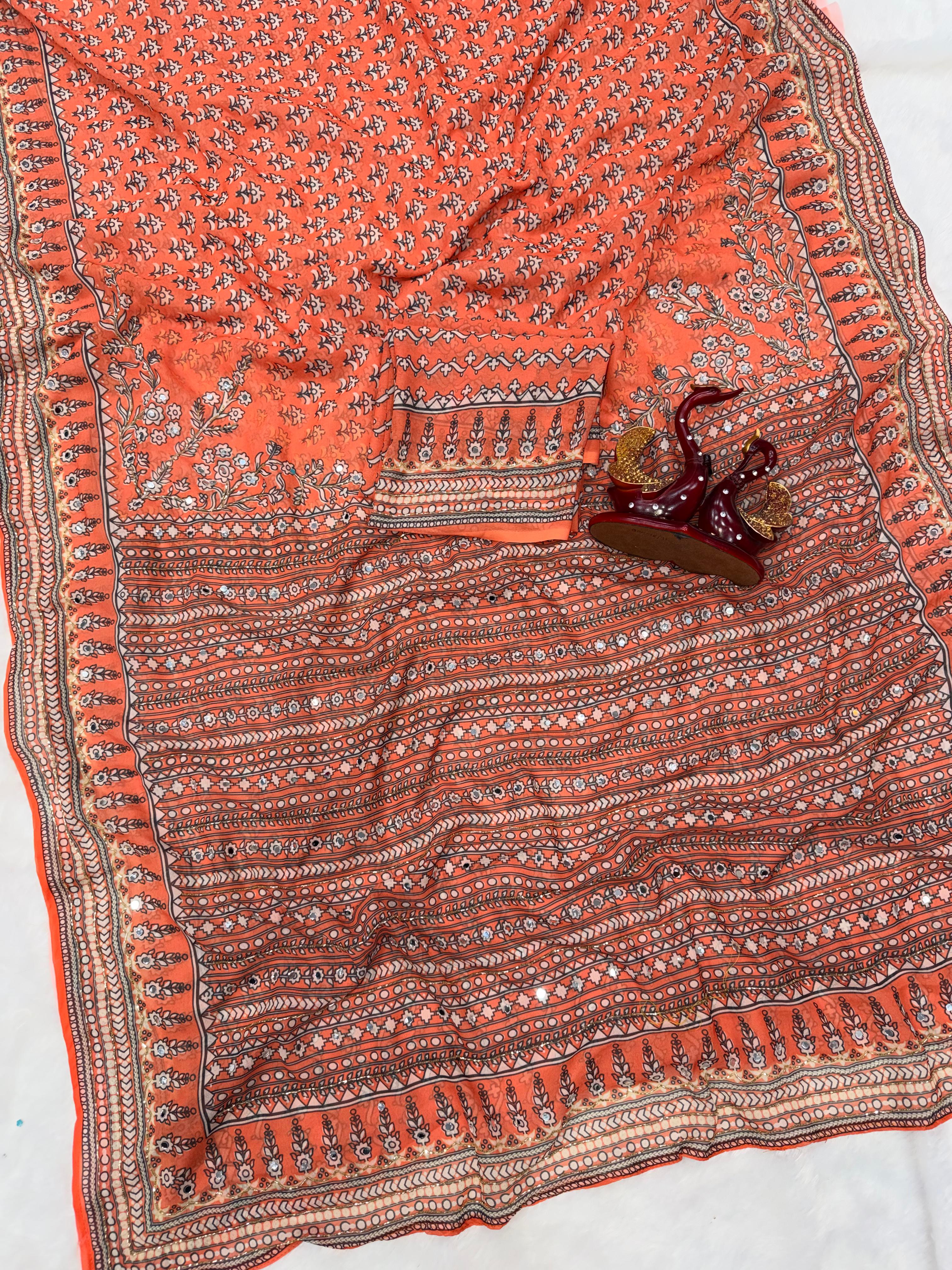 Bollywood sparkling Beauty Fox Georgette Saree