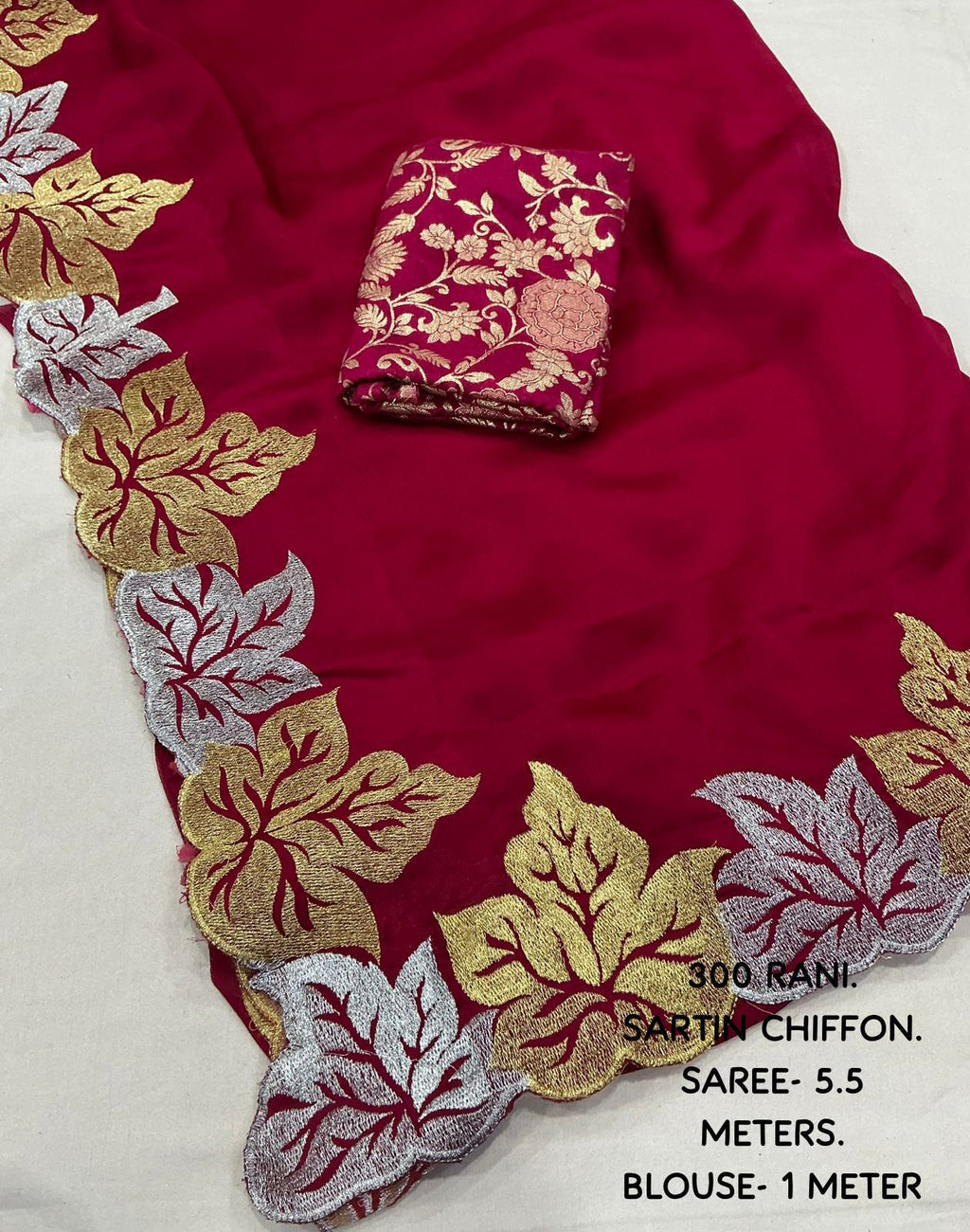 New Fancy Sartin Chiffon Emboridary Saree