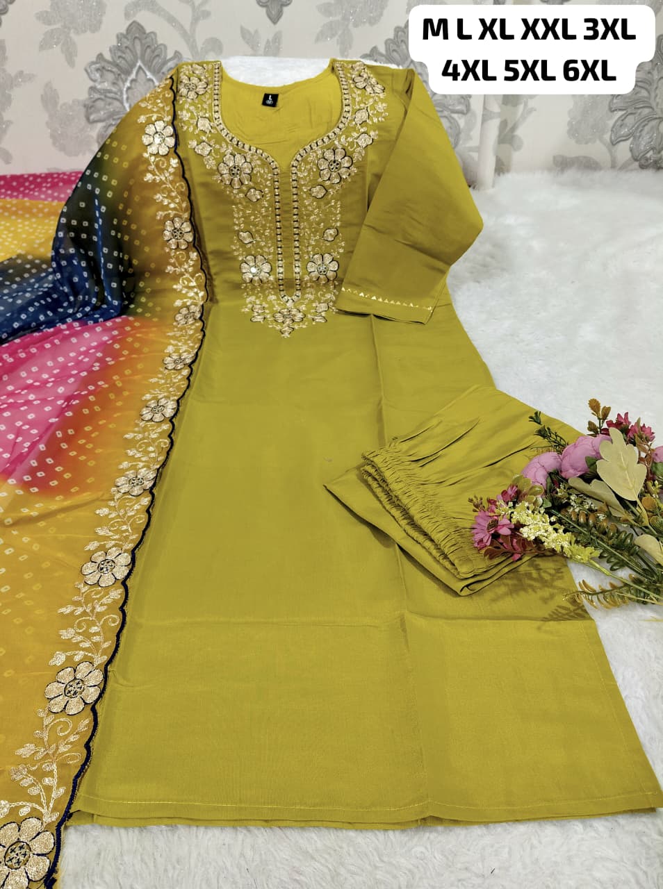 LAHERIYA KURTI WITH DUPATTA