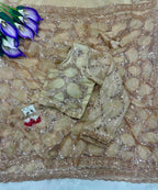 Weeding Perfect Gold Net Saree