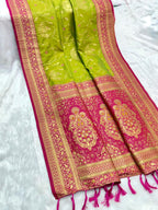 Banarasi Silk Sarees With Flower Meenakari Jaal