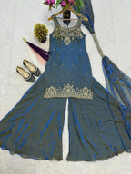 Pure Frendy Silk Top-Plazzo