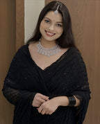 Fox Georgette Wedding Saree With Beautiful Khatli